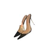 La Femme FEMME LA The Ford Clear Open Toe Mules Heels Slippers Photo 4