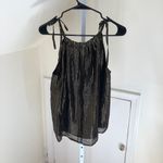 Madewell  EUC Women's Silk Blend Metallic Stripe Cami Tank Top Black Gold Size 0 Photo 3