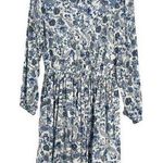 J Gee Boho Floral Dress Gauzy Crochet Long Sleeve Blue White Size S Photo 0