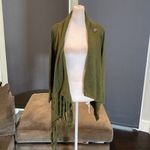 Women’s Casual Green Knitted Sweater Wrap Around Design with Tassels Size S NWOT Green Photo 4
