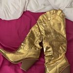 Gold Metallic Cowgirl Boots Size 8 Photo 0