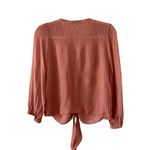 ZARA  Button-Down‎ Blouse Tie-Front Long Sleeve Textured Salmon Pink M Photo 5