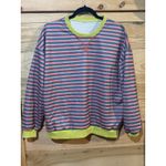 Women's Striped Knit Top Pink Green Long Sleeve Pullover Casual Top Medium Photo 1