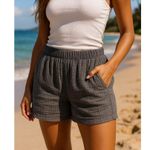 Wonderly  Thick Cotton Gauze Shorts Charcoal Gray XL Pockets Summer Neutral Beach Photo 1
