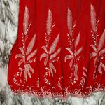 Elegant Coral Embroidered Midi Skirt Lacy Bohemian Chic Coastal Grandma Modest White Size 14 Photo 1