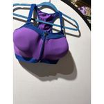 Wacoal Purple Blue Zipper Front High Impact Sports Bra Racerback Mesh Size 38DDD Photo 2