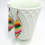 Western Cowgirl Wool & Alpaca Silver Set Earrings Boho Aztec Pattern Handmade Photo 0