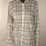 Garnet Hill garnet‎ hill Neutral Paid Button Up blouse size 12 organic pima cotton Photo 0