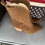 Brown Suede Western Ankle Boots Size 9 – Pointed Toe Cowboy Style Photo 2