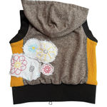 Vintage Y2K Scrapbook Originals Hooded Vest Brown Gold Patchwork Art To Wear Size M Photo 0