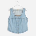 Madewell EUC light blue denim button front vest size 0 boho western Photo 2