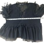 ZARA  Sheer Black Puff Sleeve Blouse Photo 0