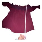 White House | Black Market Dark Red Crochet-Trim Off-The-Shoulder Blouse XL‎ New Photo 8