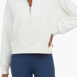 Spanx  AirEssentials Powder White Half Zip Sweatshirt XL Photo 0