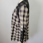 ZARA  plaid lace contrast babydoll blouse size medium Photo 4
