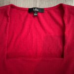 Lulus LULU’S Sweet Crush Red Ribbed Square Neck Bodysuit Red Size Small Photo 3