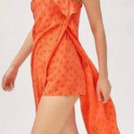 Urban Outfitters Ooh La La Orange Red Rouge Side-Slit Romper Overlay Maxi Dress Photo 0