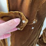 Vintage 70s Brown Velvet Maxi Dress Lace Collar Cuff XS Photo 8