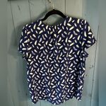 Hilary Radley  Blue & White V-Neck Blouse | Women’s Size Medium Photo 8