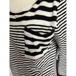 Chico's  Striped 3/4‎ Sleeve Pocket T Shirt Womens XL Black White Ultimate Tee Photo 2