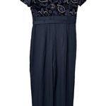 Vtg Womens JSJ Petites Black Velvet Paisley Belted Jumpsuit 90s Short Sleeve 12 Size 12P Photo 4