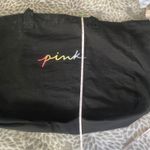 PINK - Victoria's Secret Victoria's Secret PINK Canvas Tote Bag Black Rainbow Logo Large Duffel Travel Photo 9