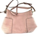 Michael Kors  Anita Pink Nude Pebbled Leather Silver Hobo Shoulder Crossbody Bag Photo 6