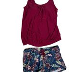 Aqua‎ EVe Floral Blue boy Shorts and Red Tank Top bikini tankini Set Large Photo 2