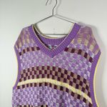 Urban Outfitters  Retro Checker Knit Sweater Vest Multicolor Photo 2