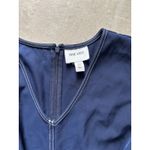 Nine West Jumpsuit Womens PM Navy White Stitch Wide Leg Utility Travel Nautical Photo 3