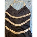Tocca Black Silk Halter Dress Chevron Lace Trim Knee Length Size 4 Photo 3