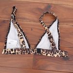 ASOS Design Leopard Print Deep Triangle Bikini Top Swimwear Size UK 10 US 6 Brown Photo 3