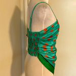 ZARA  Women’s Green Polka Dot Spaghetti Top Asymmetrical Front Blouse Cami Top Photo 6