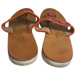 Jack Rogers  Women’s Size 8 Blue Orange Patent  Boating Thong Sandals Photo 4