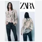 ZARA NWT  RUFFLED ANIMAL PRINT RUFFLE BLOUSE XS Photo 1