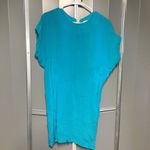 WALTER Turquoise Blue Shift Dress 100% Silk, 6 Photo 4