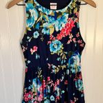 Wanna B Sleeveless High Neck Navy Blue Floral Maxi Dress Women’s Size Medium Photo 1