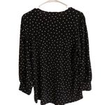 Adrianna Papell Black & White Polka Dotted Long Sleeve Blouse Photo 3