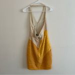 Bebe  Cream and Yellow Ruched Halter Bodycon Dress Photo 6