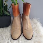 Nicole Gold Brown Baroque Metallic Fabric Leather Ankle Boots Size 7.5 Photo 1