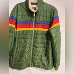 Aviator Nation  Green Varsity Jacket with Multicolor Stripes Photo 2
