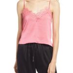 Nordstrom Open Edit  NWT XS Pink Cropped Eyelash Lace Trim Cami Tank Top Blouse Photo 0