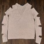 Skull Cashmere  Pale Blush Pink Cutout Sleeve V-neck Cashmere Sweater - Small Photo 0