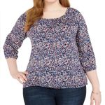 Michael Kors Women’s  Petite Large Floral Print Peasant Top Shirt 3/4 Sleeves Photo 0