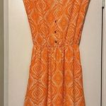 Everly  orange geometric sleeveless mini dress cinch waist size S Photo 0