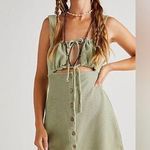 Free People Beach Olivia Corduroy Mini Dress Green Size Small Tie Front Photo 0