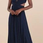 Lulus NWOT  Vivid Imagination Navy Blue Cutout Maxi Dress Bridesmaid Wedding Sz M Photo 0