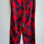 NWT J. Crew Collection SZ 4 Small Drapey Straight Leg Luxury Red Pants Floral Photo 7