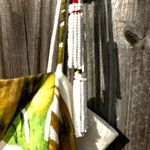 House of Harlow  Linen-Blend Tropical MIDI A-Line Beaded Tassels Dress  sz S Photo 1