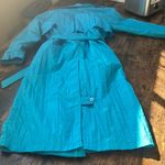 Vintage nylon long Blue rain Trench Coat size 10 Photo 1